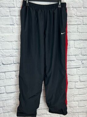 Nike Men’s XL Black Red Stripe Mesh Lined Track Pants Ankle Zip Basketball